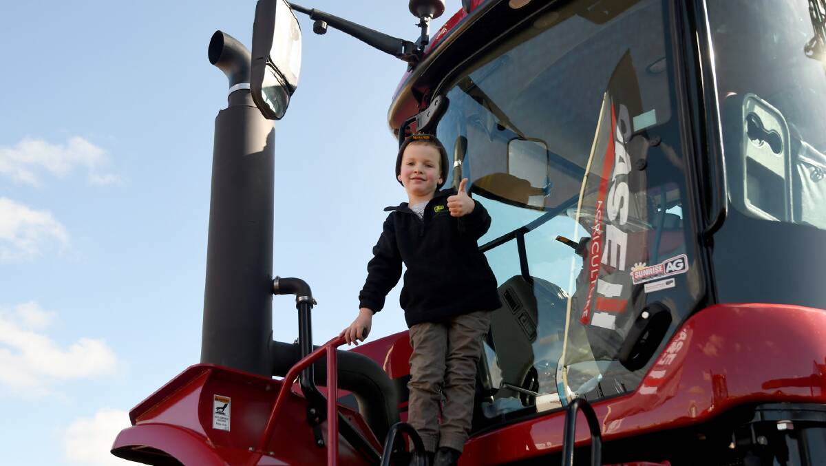 2019: Bailey McNaulty, who was five at the time, enjoying some heavy machinery at the 2019 Mallee Machine Field Days. 