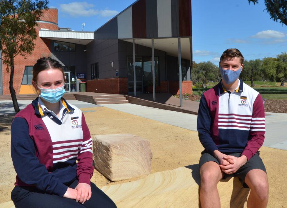 SENIOR: Holy Trinity Lutheron College captains Lilly Kanoop and Nathan Rokebrand are confident as the GAT gets postponed just weeks before final exams. Picture: ALISON FOLETTA