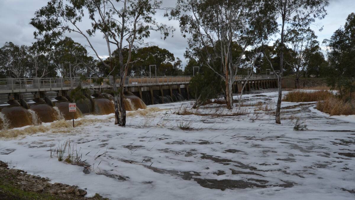 WEIR: The Wimmera Weir in late July 2021 after heavy rainfall. Picture: ALISON FOLETTA