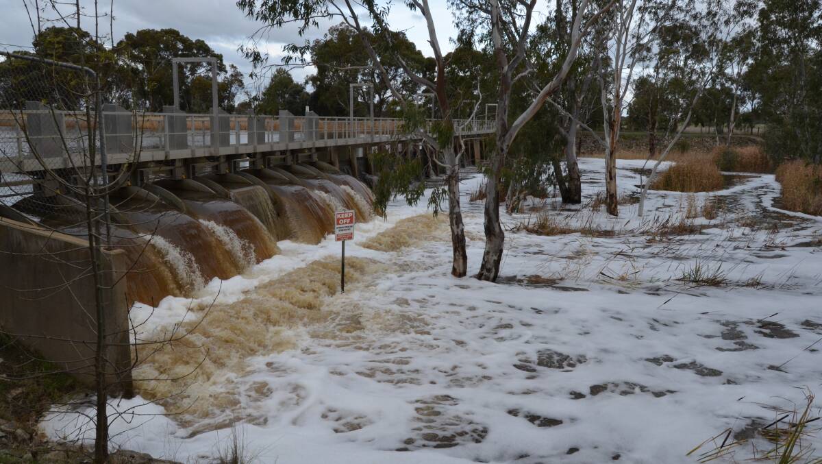 RIVER: Horsham Weir on Monday, July 26 with boards removed. Picture: ALISON FOLETTA