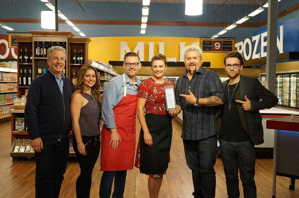 TV CHEF: Vanessa Craig-Marsden, centre, when she won the Food Network Guy's Grocery Games. Picture: CONTRIBUTED 