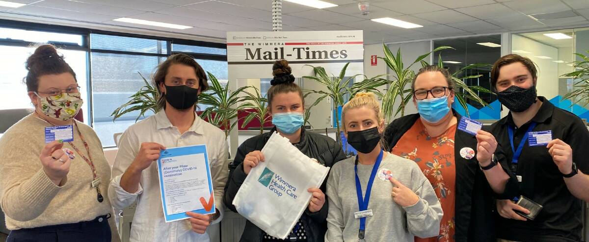 TEAM WORK: The Wimmera Mail-Times staff who got their vaccination jab. Picture: KIRSTEN RIDGEWAY.