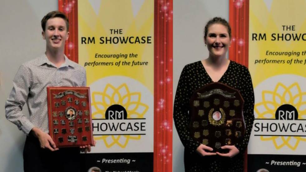 2019 SHOWCASE: 2019 Richard Morris Memorial Scholarship winner Liam Robertson and Alex Rathgeber Performing Artist Scholarship winner Sofia Laursen Habel. Picture: FILE