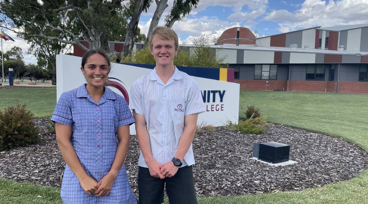 LEADERS: Holy Trinity Lutheran College captains Madalyn Toet and Ryan Pfizner ready to support their cohort. Picture: ALISON FOLETTA