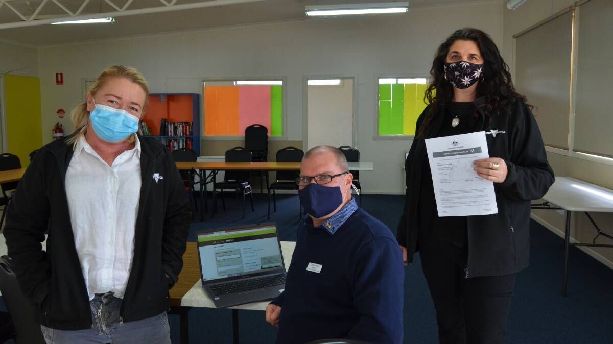MYGOV: Jodie Mathews from Wimmera Development Association, Charlie Helyar from Horsham Neighbourhood House and Melissa Powell from Wimmera Development Association are keen to help people out with digital literacy. Picture: ALISON FOLETTA