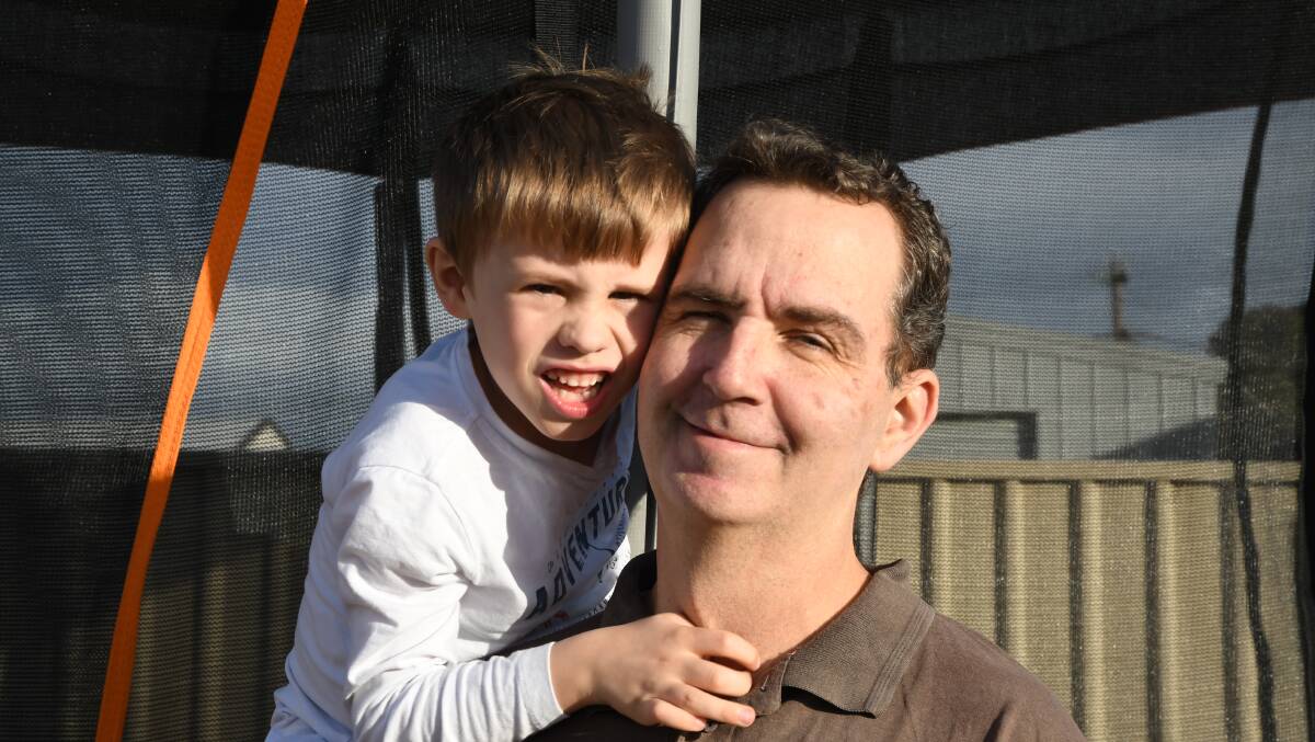 FAMILY: Brendan Cole with his son Callen. Picture: ALEX DALZIEL