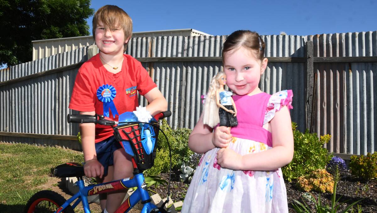 GENEROSITY: Eight-year-old Jayden Moloney and his sister four-year-old Sophie are offering their toys to those in need this Christmas. Picture: ALEX DALZIEL