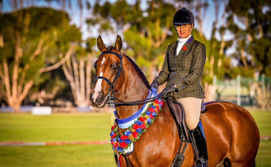 HORSE SHOW: Horsham Horse Show committee member Donna White on her 10-year-old Arabian warmblood, Merlin. Picture: CONTRIBUTED