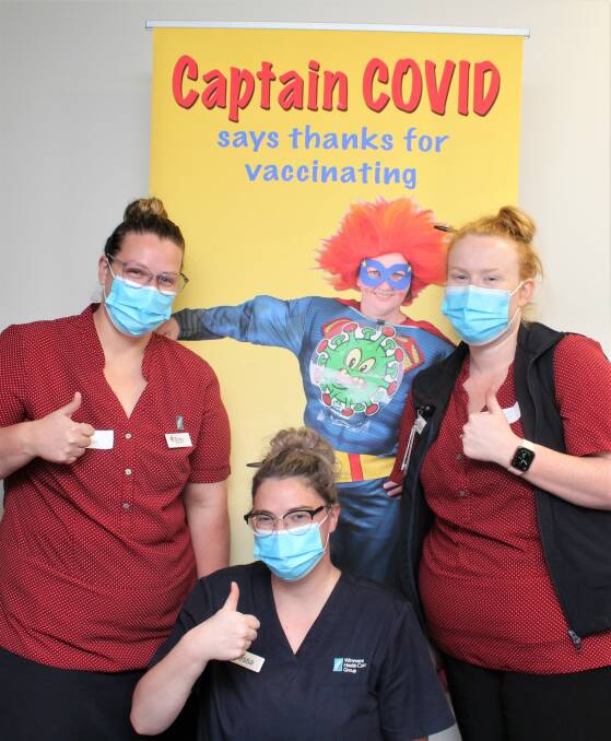 COVID YEAR: Registered nurses Erin Muller (left), Allanah Lannen and Tessa Paynter were among the first team members at Wimmera Health Care Group to get the COVID-19 vaccine. Picture: CONTRIBUTED