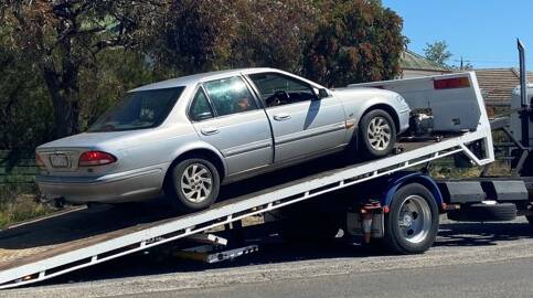 CAUGHT: The silver Ford Falcon impounded in Warracknabeal on November 1. Picture: VICTORIA POLICE