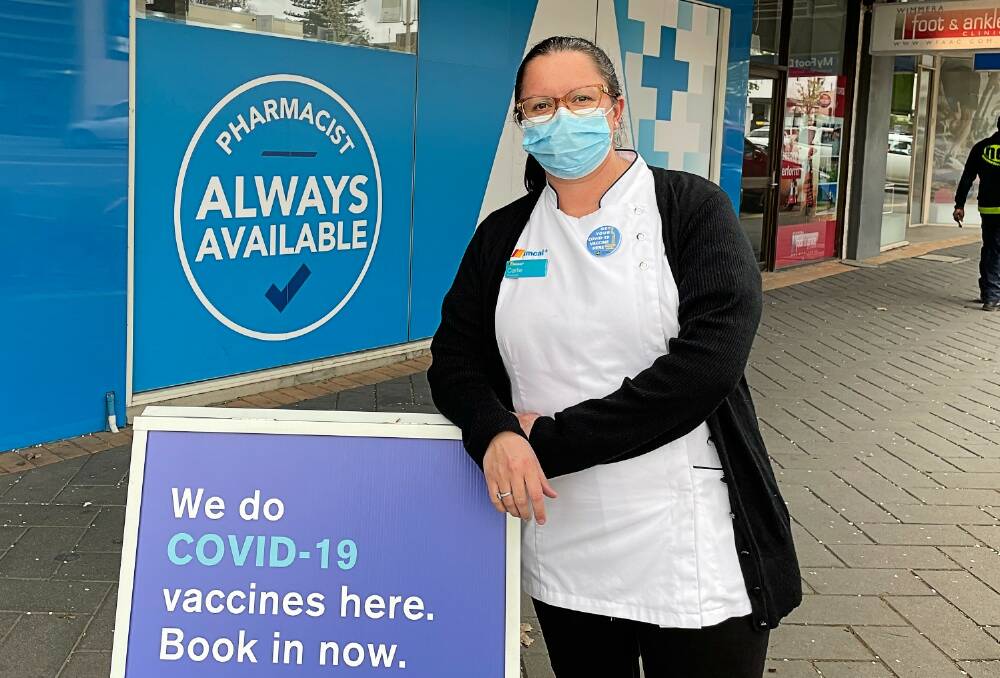 VAX: Horsham Amcal pharmacist Carlie Streeter says bookings for the Moderna vaccine are now available. Picture: ALEX BLAIN