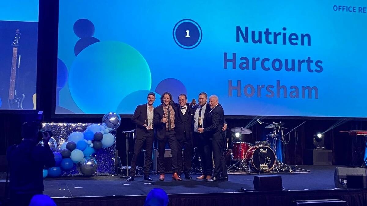 CONGRATULATIONS: The Harcourts Horsham sales team accepting their award at a ceremony at Star Casino, Gold Coast. Picture: CONTRIBUTED