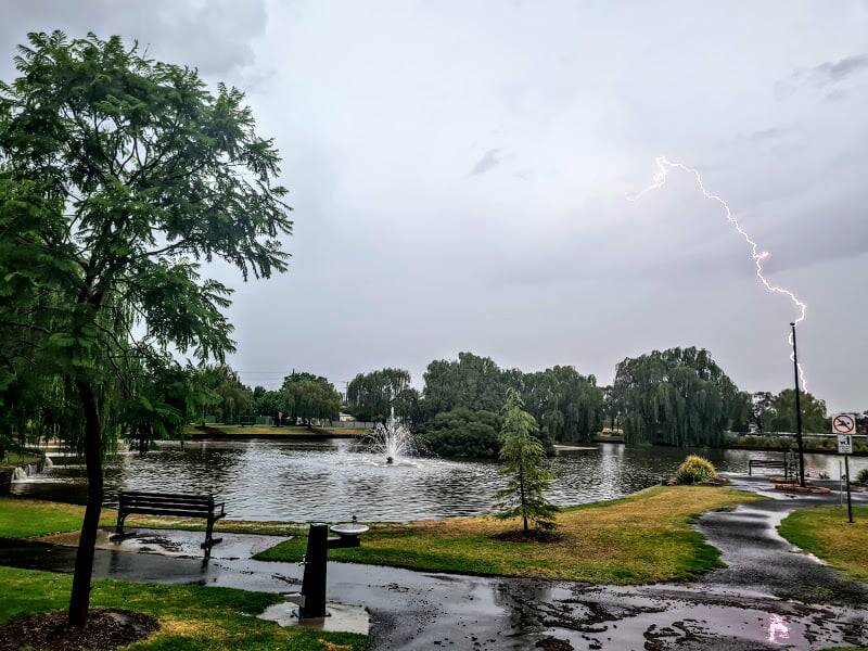 STORM: Lighting in the skies over Stawell's Cato Park. Picture: LEE ANNE