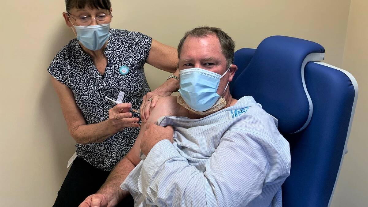 JAB: CHS group director Tim Hopper was the first to be vaccinated at Wimmera Health Care Group's community clinic in McLachlan Street. Picture: CONTRIBUTED