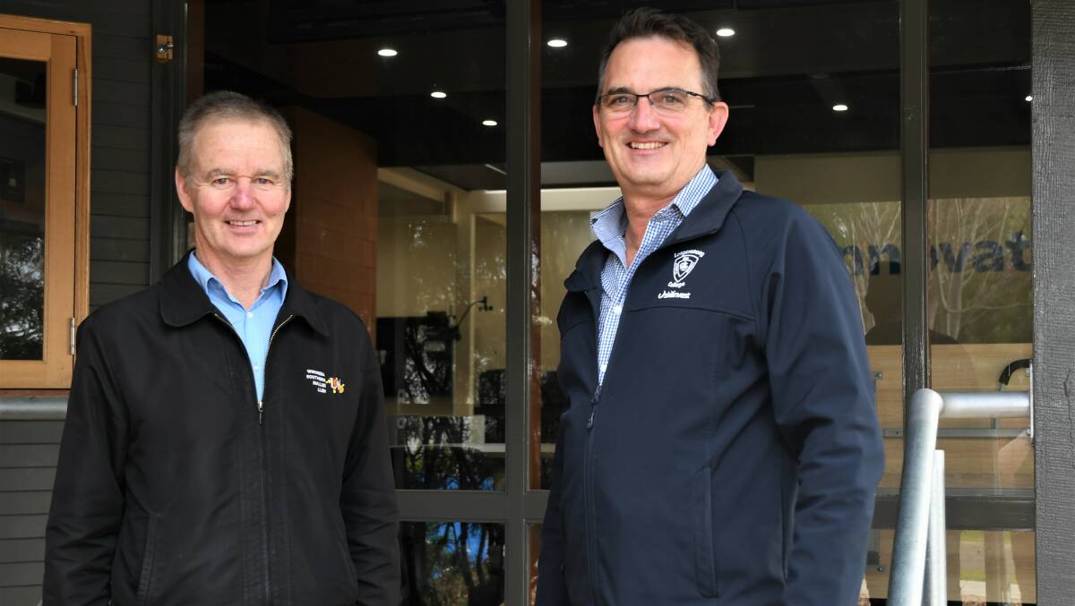 PARTNERSHIP: Wimmera Southern Mallee LLEN executive officer Tim Shaw with Longerenong College data farm manager Bryan Matuschka. Picture: ALEX DALZIEL