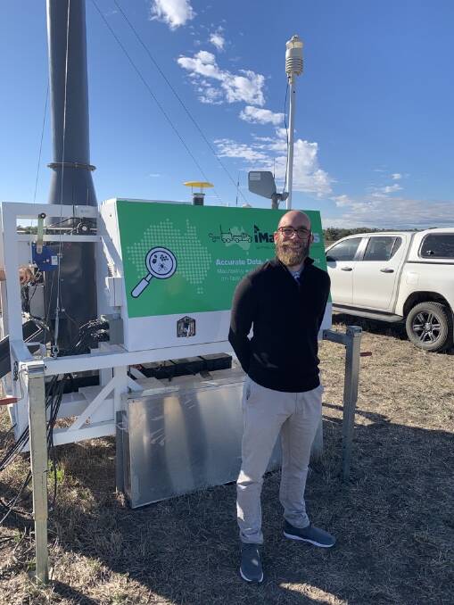 TECH: Agriculture Victoria research scientist Francesco Martoni with an iMapPESTS mobile surveillance sentinel. Picture: CONTRIBUTED