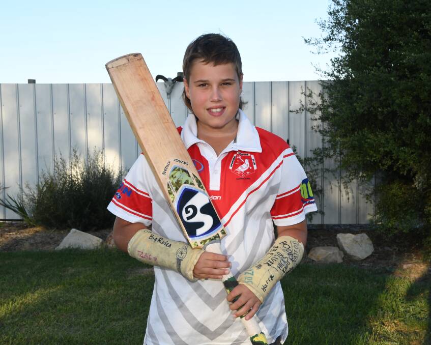 COURAGE: Hunter Fereday played for Homers in their Under 14 premiership win with two broken wrists. Picture: MATT HUGHES