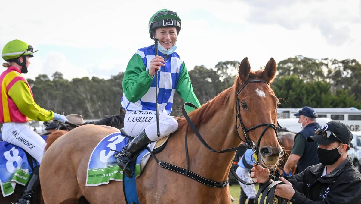 STILL GOT IT: Stawell jockey Linda Meech onboard Last Week after taking out the Apsley Cup. Picture: ALICIA MILES/RACING PHOTOS