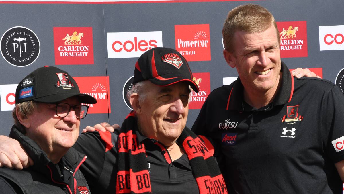 LEGENDS: Essendon supporters of all ages met some of their Bombers' heroes on Saturday. Picture: ALEX BLAIN