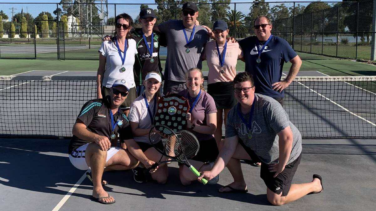 NUMBER ONE: Banyena pose after taking out the Dunmunkle Tennis Association A Grade grand final. Picture: CONTRIBUTED