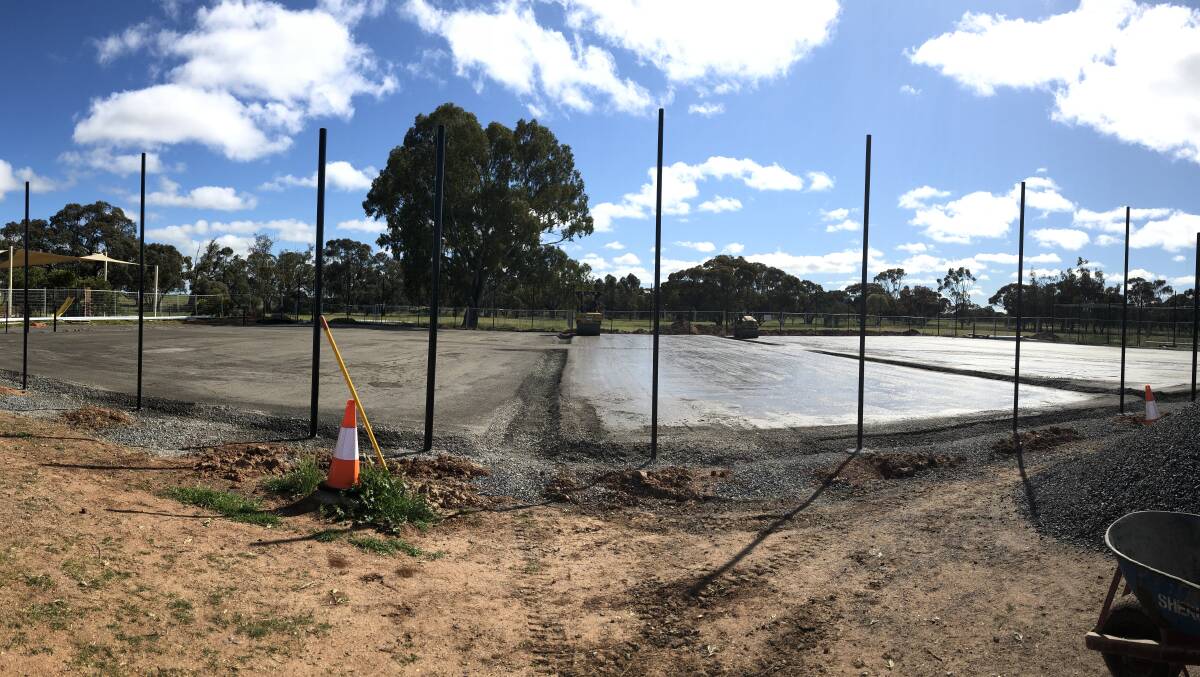 UPGRADE: Recent progress photo of the Brim Netball / Tennis Courts Construction Project. Picture: YARRIAMBIACK SHIRE COUNCIL