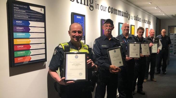 COMMENDABLE: Wimmera police officers such as Senior Constable Adrian Hoggett (front) received awards at the ceremony. Picture: FACEBOOK