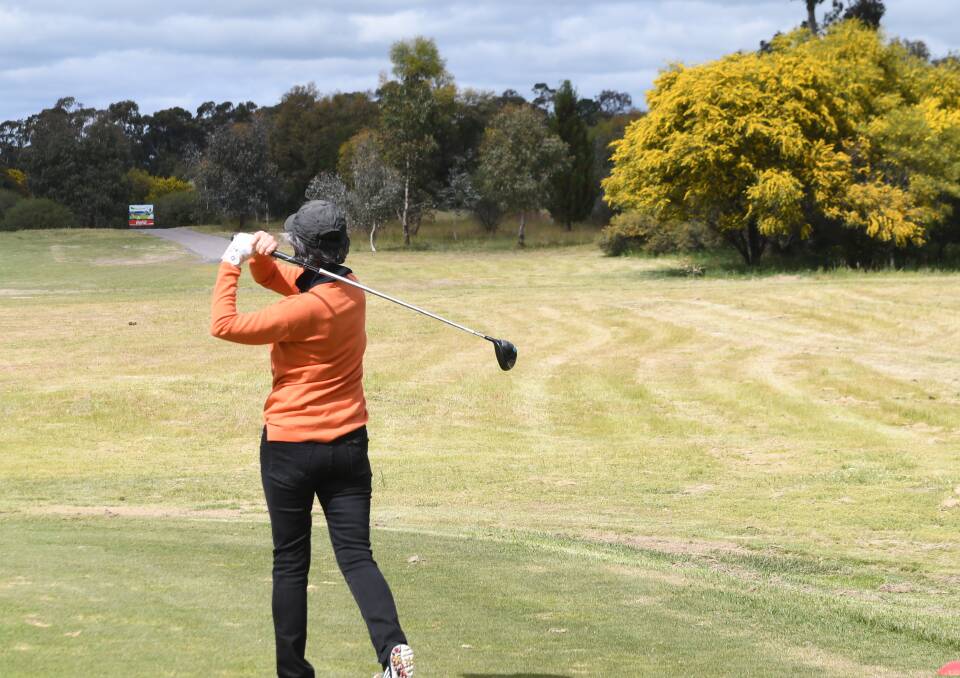 SMACK: Mary-Anne Burdett with an impressive drive down the middle of the fairway. Picture: MATT HUGHES