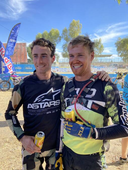ALL SMILES: Beau Taylor celebrates after a successful debut in the Finke Desert Race. Picture: CONTRIBUTED