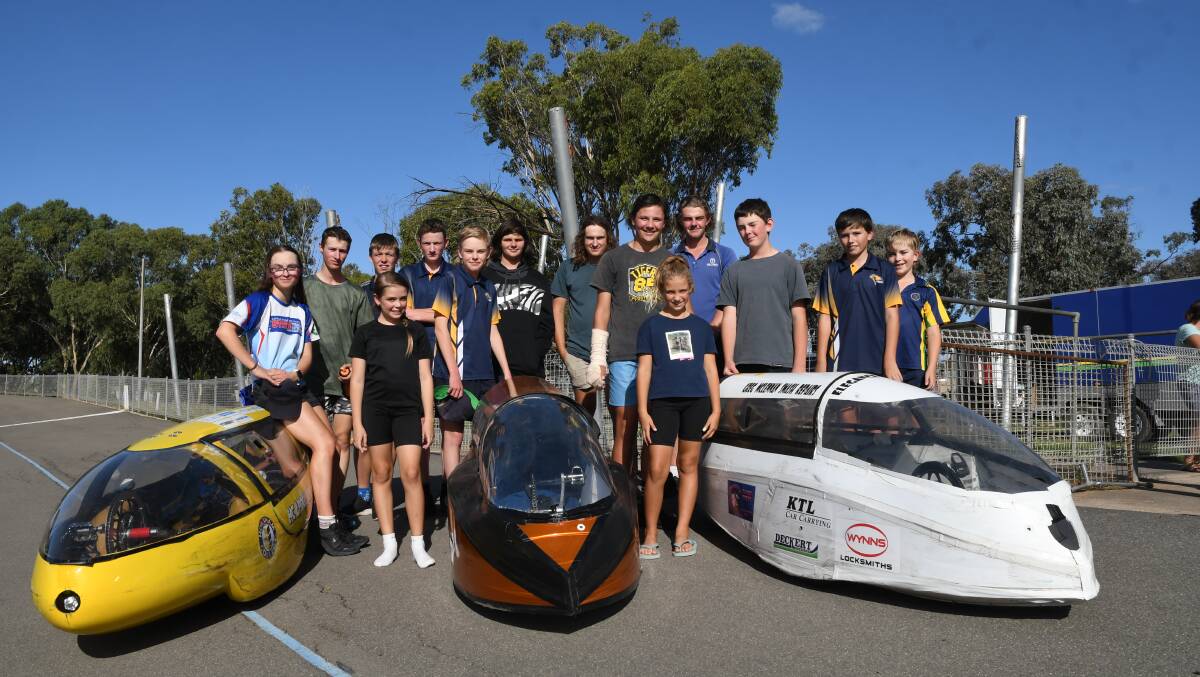 TEAM: The Wimmera HPV Racing Team, with three of their velomobiles. Picture: ALEX BLAIN
