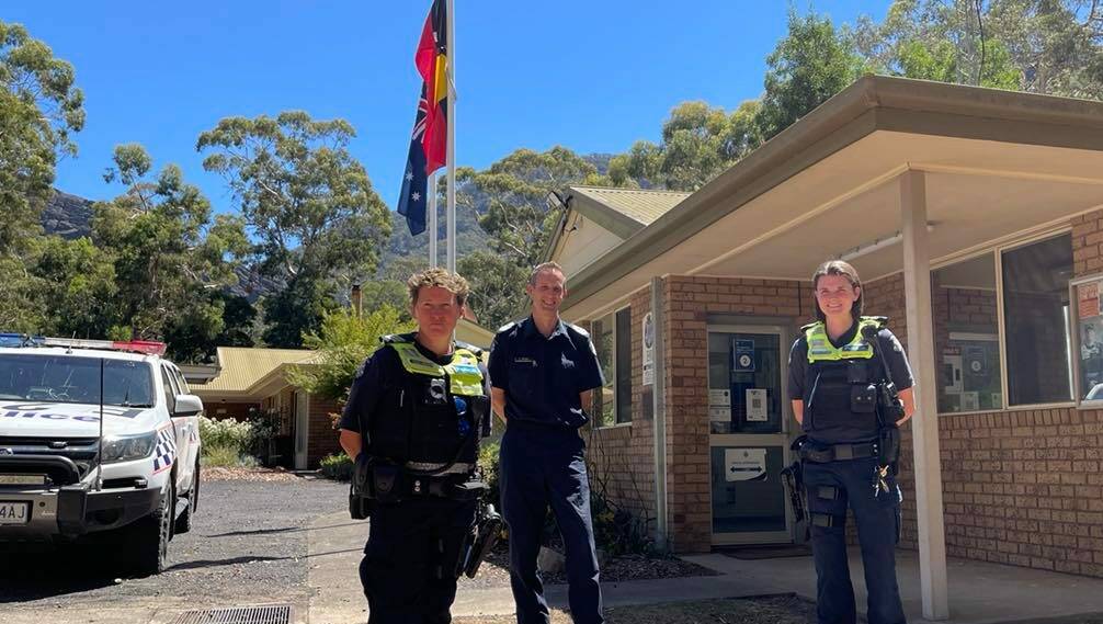 CHALLENGES: Leading Senior Constable Kellie Harris, Senior Constable Sarah Bartorelli and Senior Sergeant Tevis Wright discussed challenges faced as a police member in Halls Gap. Picture: CASSANDRA LANGLEY