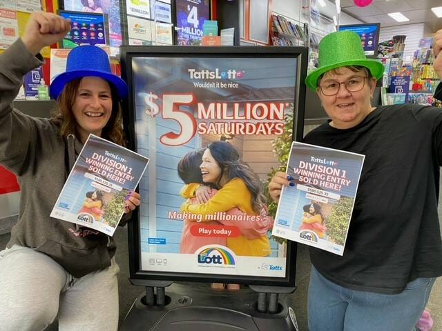 EXCITING TIMES: Stawell Lotto's Jane Johnston and Samantha Russell were ecstatic to hear someone won from purchasing a ticket from their shop. Picture: CONTRIBUTED