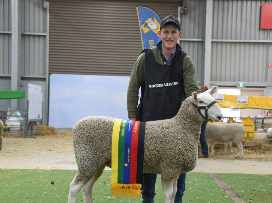 2019 SUPREME: Will Schilling, Glenlee Park Border Leicester stud, Gerang Gerung, with his ewe, which was awarded supreme longwool exhibit of the 2019 ASWS.
