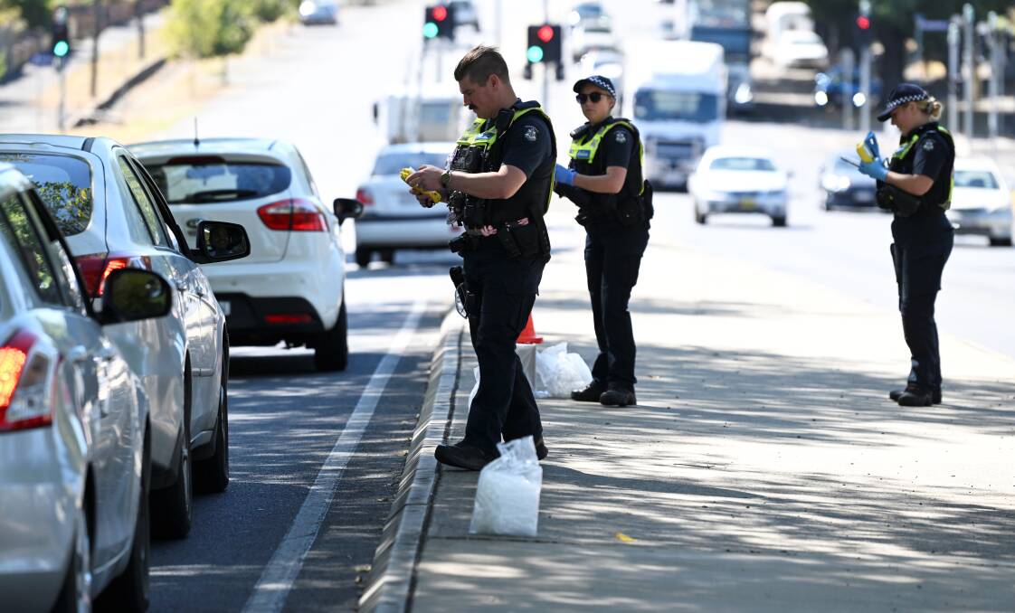 Police conducting breath tests in Ballarat during day one of Operation Nexus on March 28, 2024. Picture by Lachlan Bence 