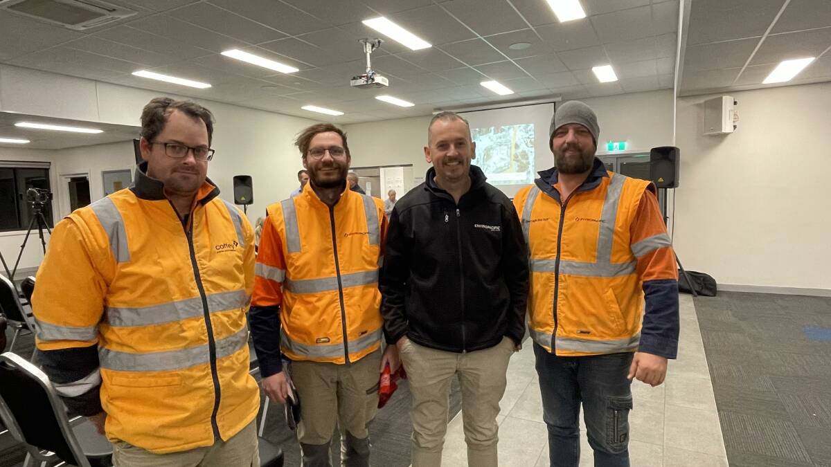 Some Enviropacific team members who worked in 40-degree heat in hazmat suits, emptying litres of perspiration from their rubber boots at the end of shifts.
Geoffrey, James, Luke and Aaron. Photo by Sheryl Lowe