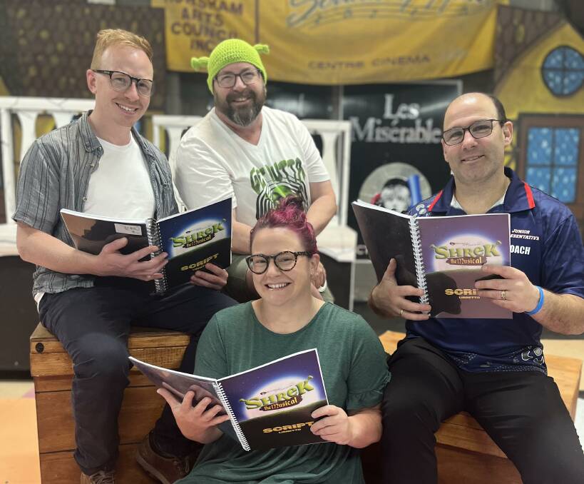  Horsham Arts Councils May 2024 lead cast of Shrek the Musical, Chris Versteegen (Donkey), Tim O'Donnell (Shrek), Simon Dandy (Lord Farquaad) and Stacey Brennan (Princess Fiona)Picture supplied
