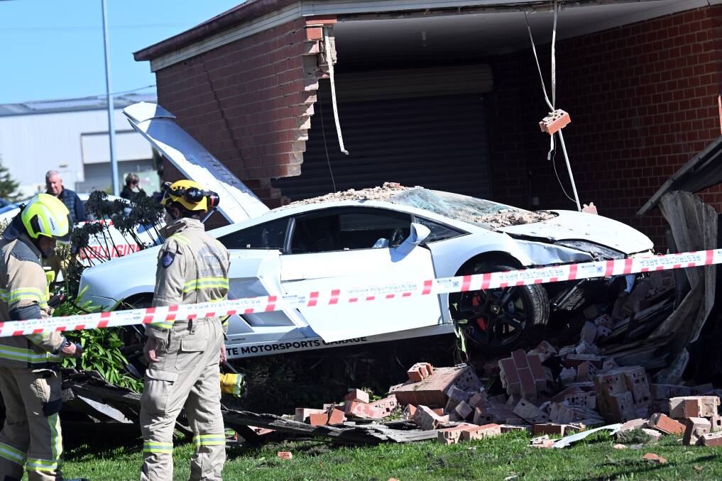 A Lamborghini allegedly driven by Bryce Dridan crashed into a Wendouree property on May 3, 2024. Picture by Kate Healy 