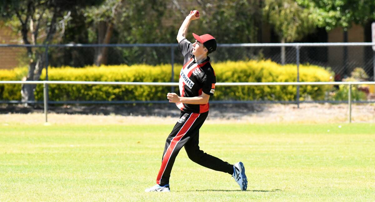Horsham Saints' fielder Daniel Bell throws the ball from the outfield during the round 12 HCA A Grade match against Homers at Sunnyside Recreation Reserve on Saturday, February 24. Picture by John Hall. 
