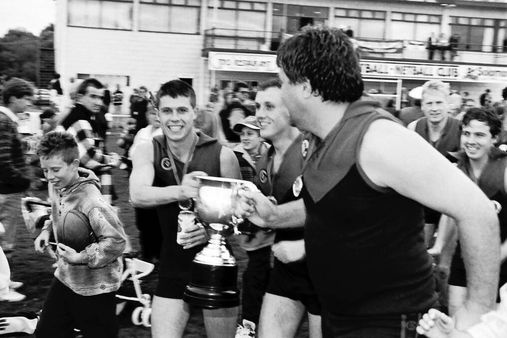 Laharum players celebrate a premiership in the HDFNL. File picture