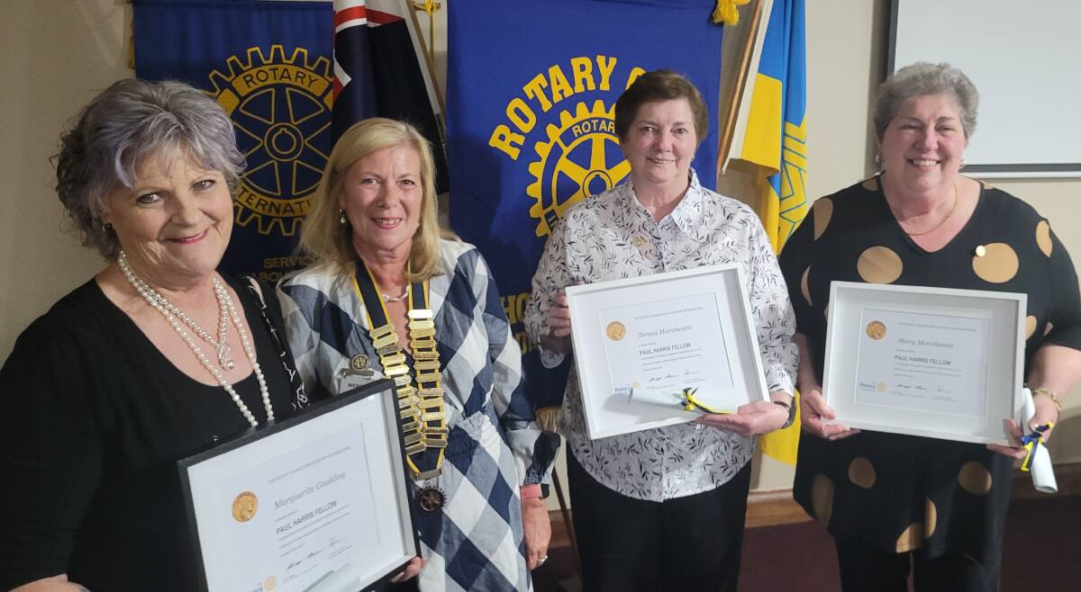 Marguerite Goulding, Horsham East Rotary Club president Wendy Lang, Teresa Marchesini and Mary Marchesini. Picture supplied.