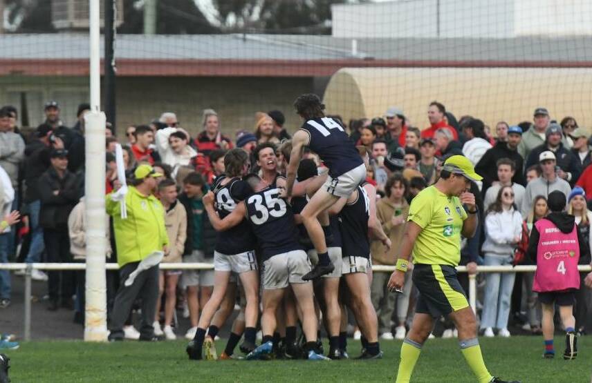 Rupanyup Panthers celebrate winning the 2022 HDFNL Grand Final. File picture.