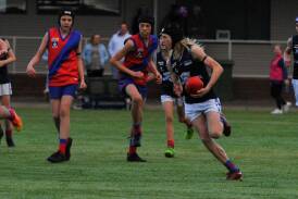 Rupanyup's Riley Downer playing in the Panthers under 14s side during the 2023 HDFNL finals series. He has been named to make his seniors debut in round 14 of the 2024 season. Picture by John Hall
