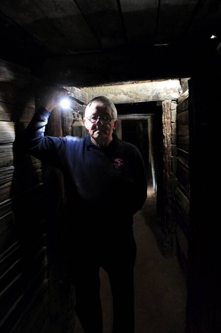 Former sapper and Tunnel Rat Bob Coleman ventures into underground Ballarat in 2013 to share his story about his time fighting in Vietnam. Picture by Jeremy Bannister