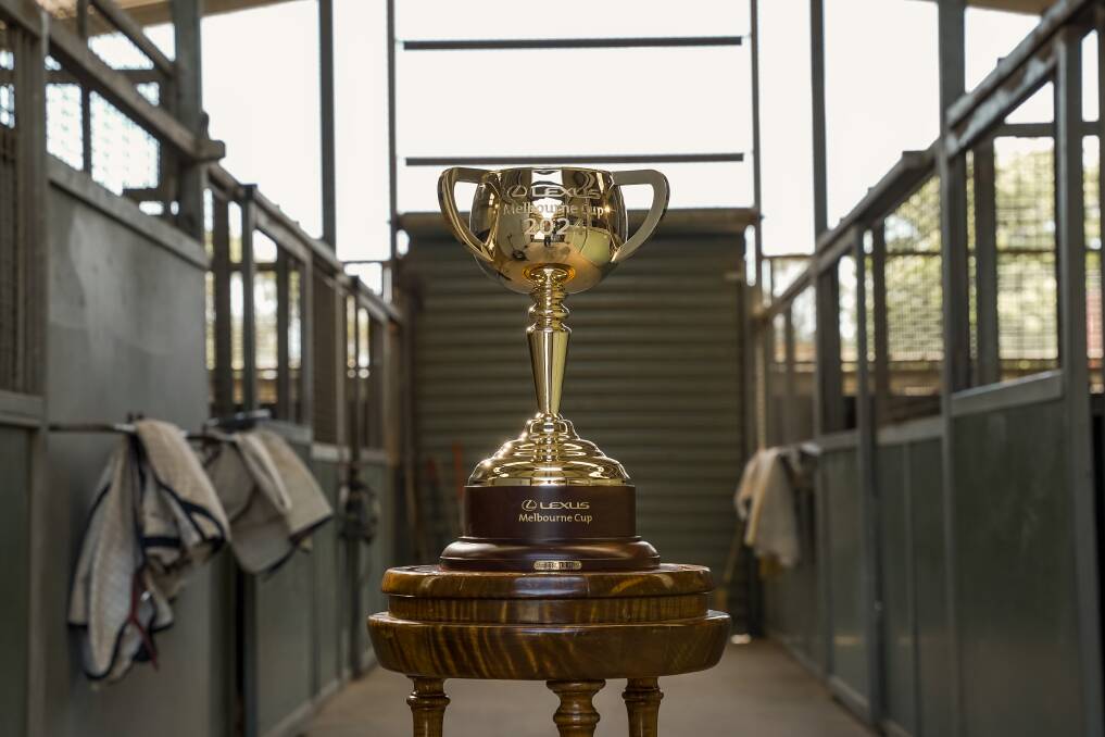 The $750,000 18-carat-gold Melbourne Cup trophy visit 39 destinations across the globe, including Mt Wycheproof on Friday, August 30. Picture supplied by Victoria Racing Club
