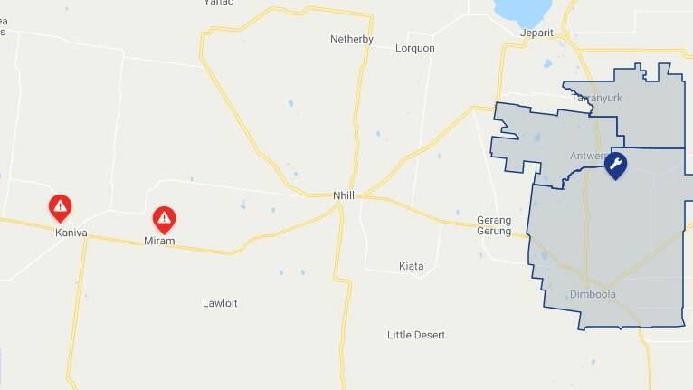 POWER OUT: There were outages in Nhill, Dimboola and Antwerp on Wednesday. Source: POWERCOR