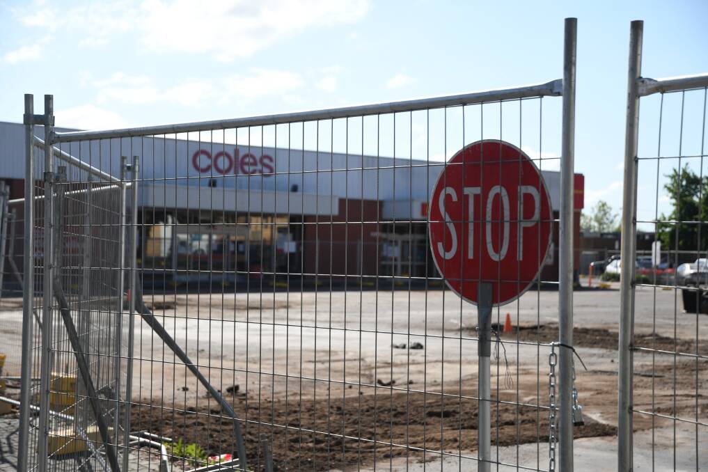 UNDER CONSTRUCTION: The redevelopments have begun at Coles in Horsham. Picture: MATT CURRILL