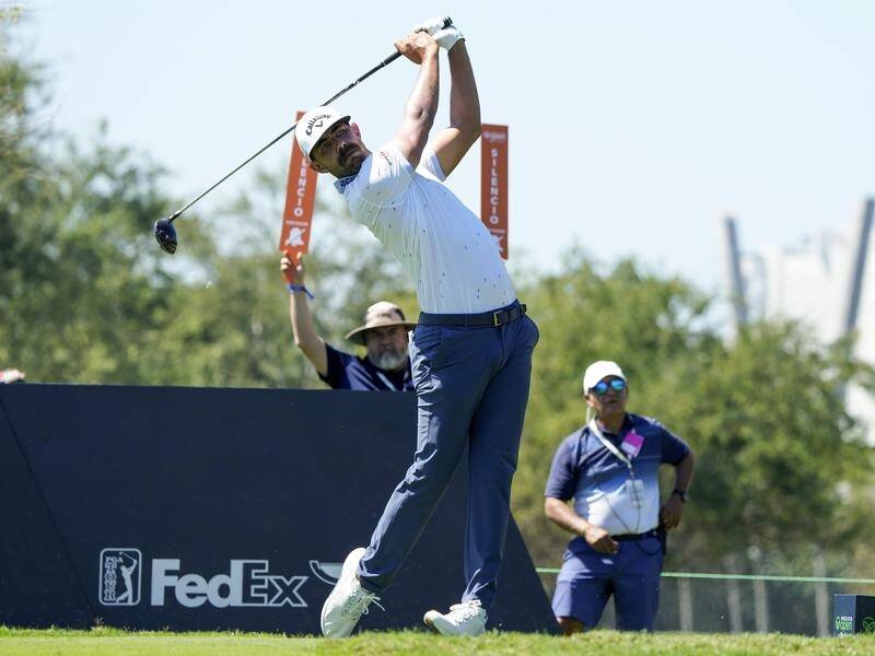 Erik van Rooyen watches his tee shot on the second hole during the first round of the Mexico Open. (AP PHOTO)