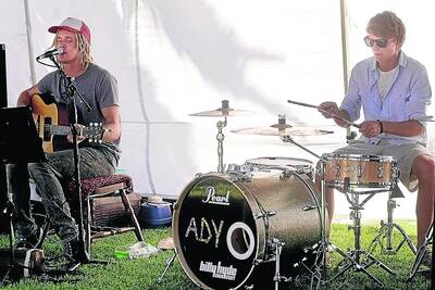 PERFORMERS: Vocalist Thomas Cook and drummer Daniel Newcombe of Nhill perform at the Nhill Duck and Jazz Festival.Picture: SAMANTHA CAMARRI