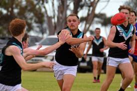 Paul Summers debuting for the Swifts in round one of the HDFNL against Kalkee. Picture by Ben Fraser