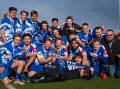 The Horsham Falcons celebrate its 2018 Ballarat and District Soccer Association division two grand final win. Picture file